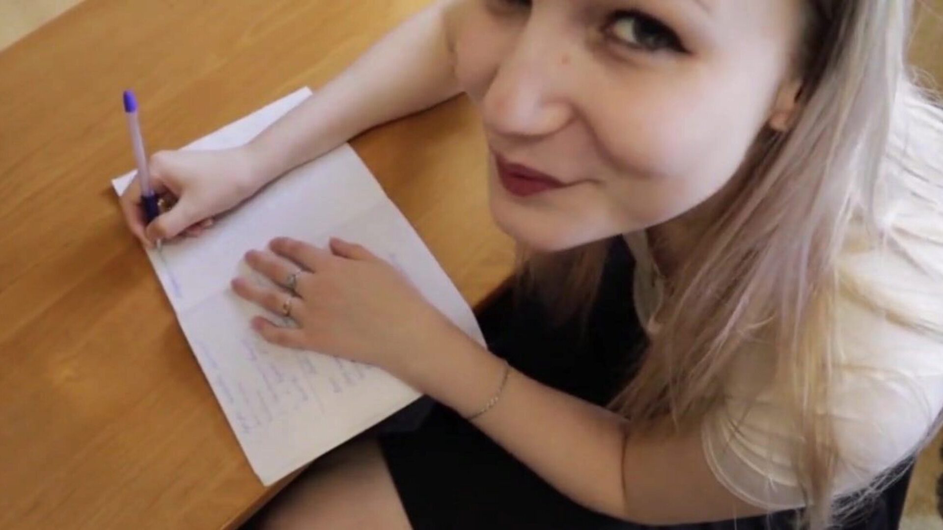 Breaking Grandma's Table with my Friend! | Cute Sex on the Table and Cum inside Pussy